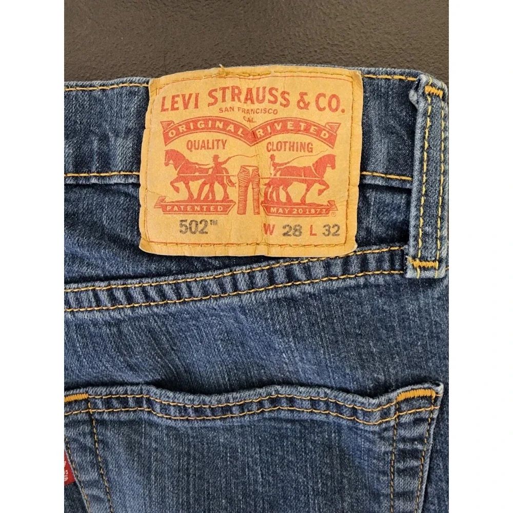Levi's 502 Taper Fit‎ Mens Actual Size 28x28 Tag (28x32) Medium Blue Denim